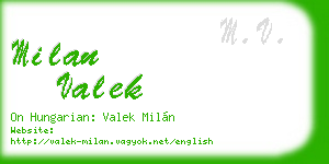 milan valek business card